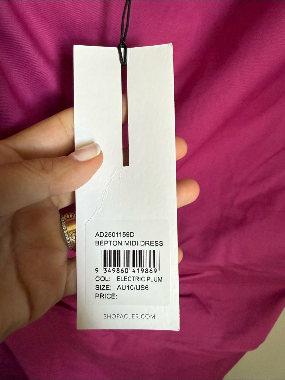 NWT Acler Bepton Midi Dress in fuchsia pink with boat neck and draped detailing. - Picture 8 of 12